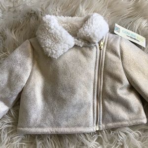 NWT OshKosh Gold Sparkle Sherpa Moto Jacket